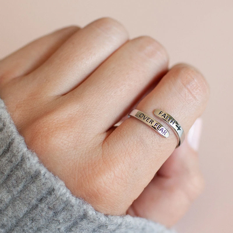 Faith Over Fear Inspirational Ring