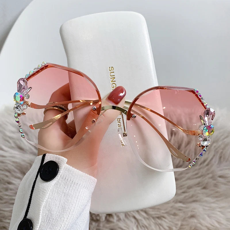 2022 Woman Rimless Diamond Sunglasses