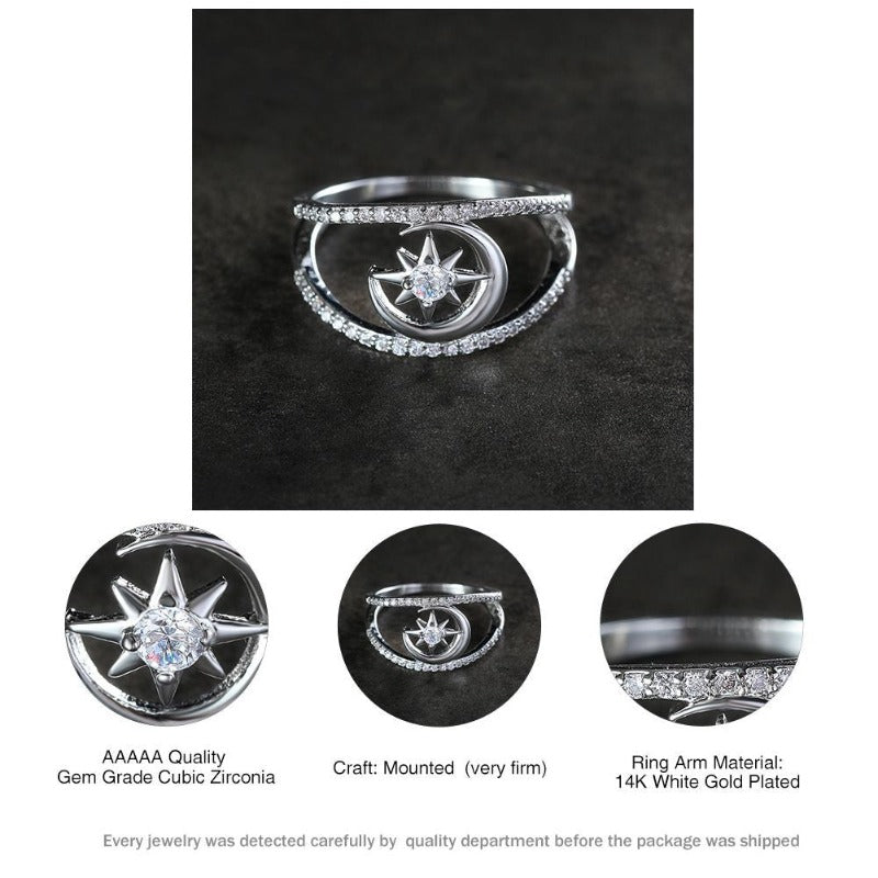 Silver Sun & Moon Ring