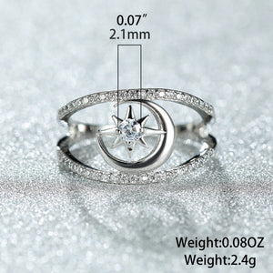 Silver Sun & Moon Ring