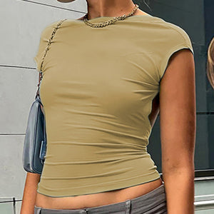 Backless Sleeve Crewneck Tee