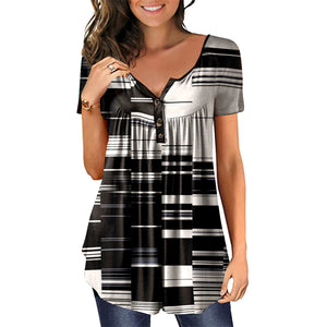 Colorful Printed Crinkled Short Sleeves