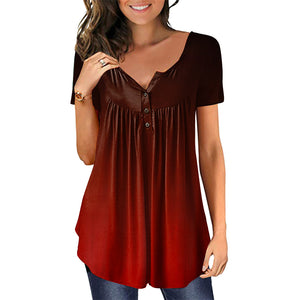 Colorful Printed Crinkled Short Sleeves