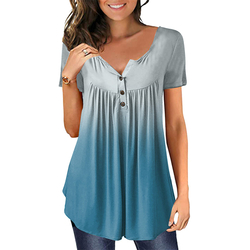 Colorful Printed Crinkled Short Sleeves