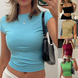 Backless Sleeve Crewneck Tee