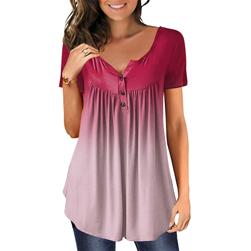Colorful Printed Crinkled Short Sleeves