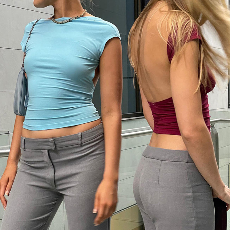 Backless Sleeve Crewneck Tee