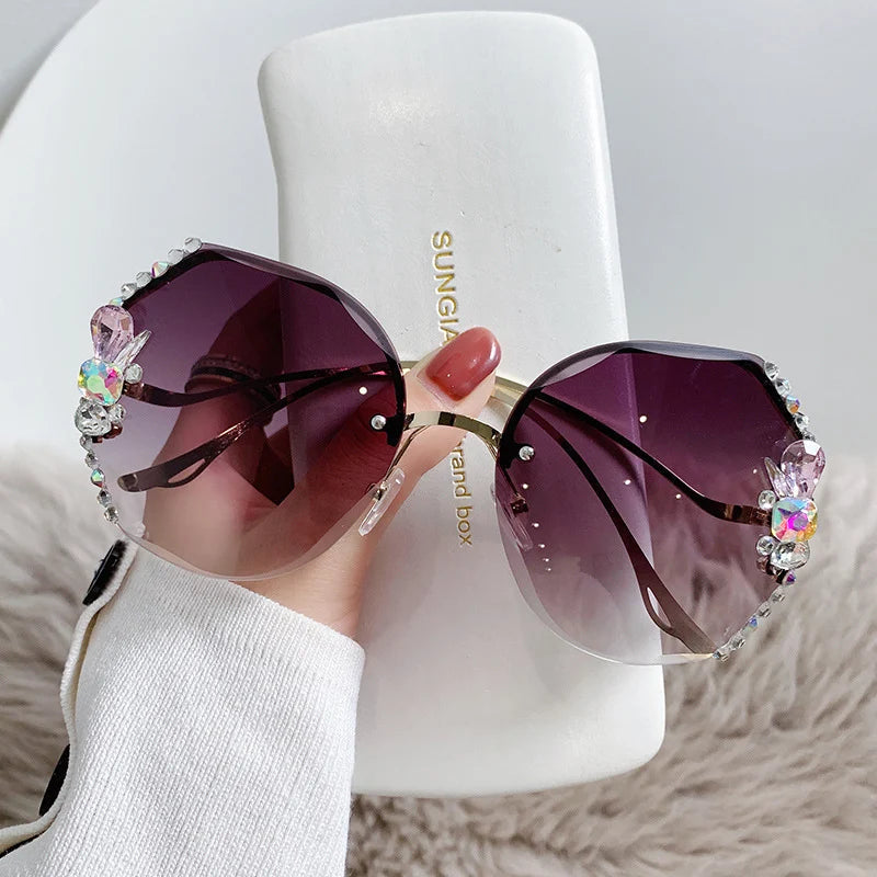 2022 Woman Rimless Diamond Sunglasses