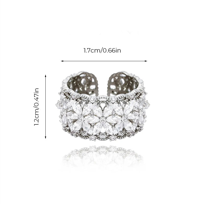 Women‘s Flower Zirconia Band Ring