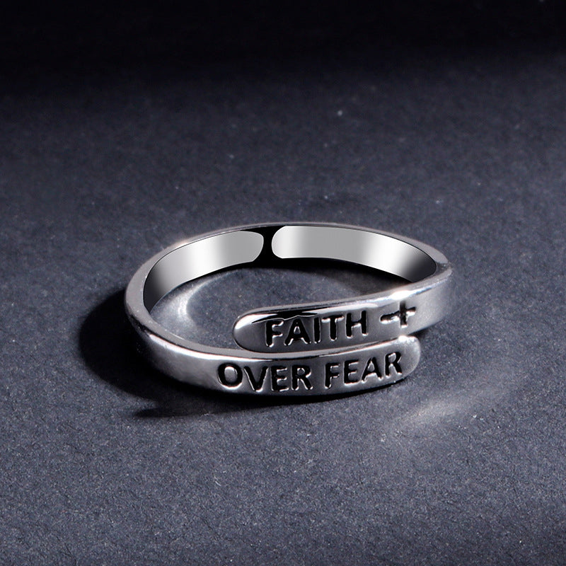 Faith Over Fear Inspirational Ring