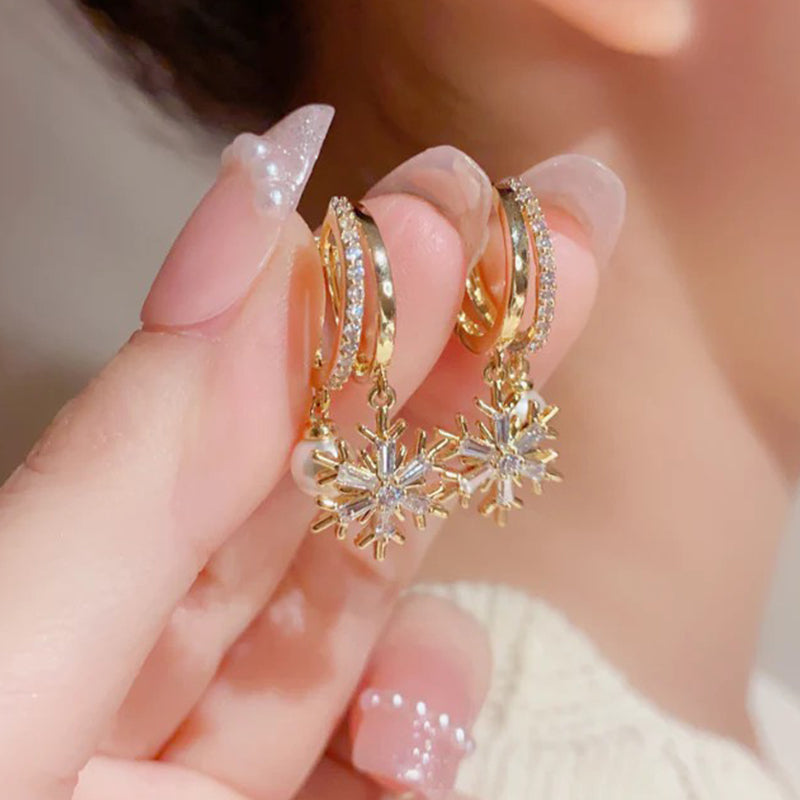 Snowflake Pearl Earrings