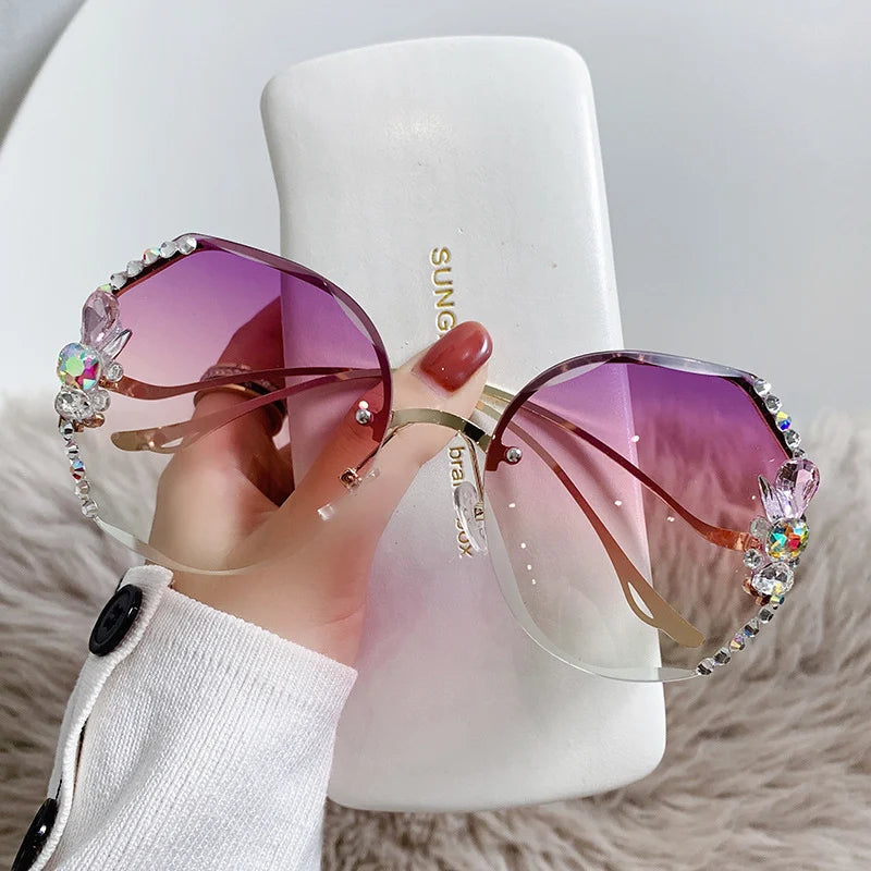 2022 Woman Rimless Diamond Sunglasses