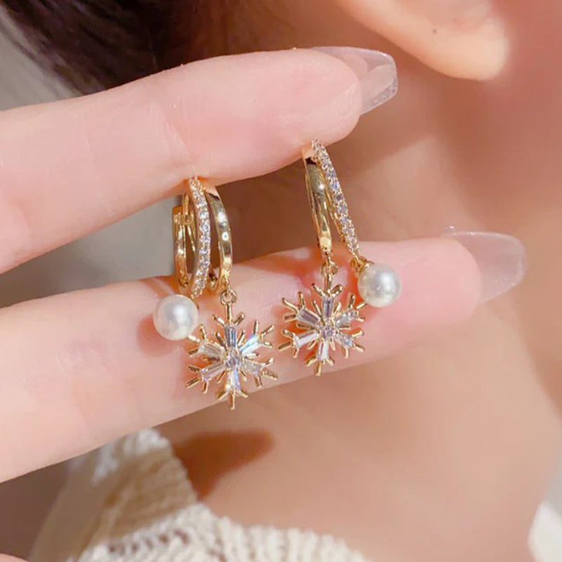 Snowflake Pearl Earrings