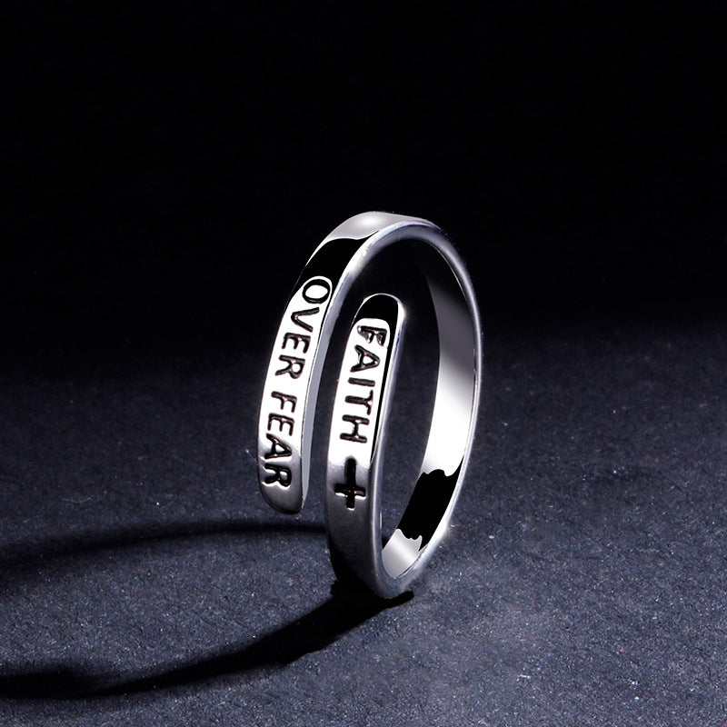 Faith Over Fear Inspirational Ring