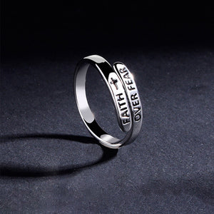 Faith Over Fear Inspirational Ring