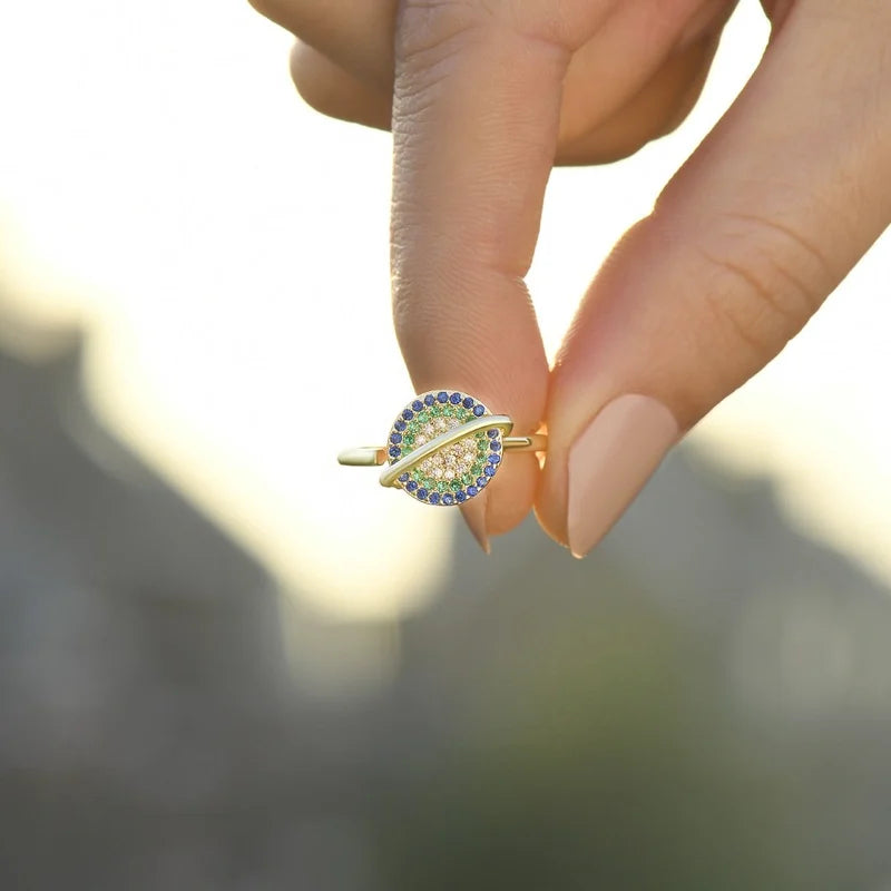 To My Daughter Rotating Planet Spinning Anxiety Adjustable Ring