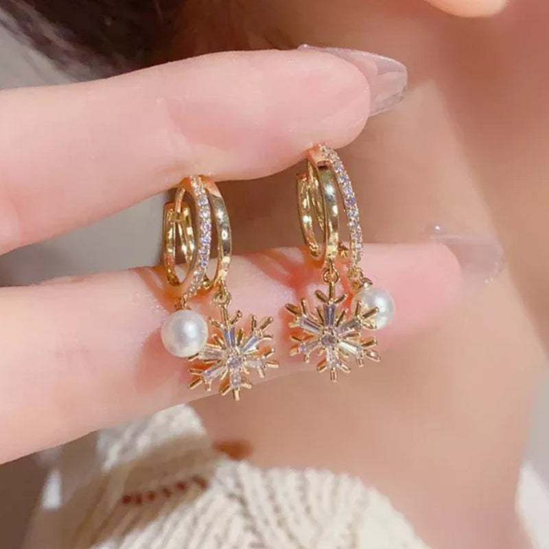 Snowflake Pearl Earrings