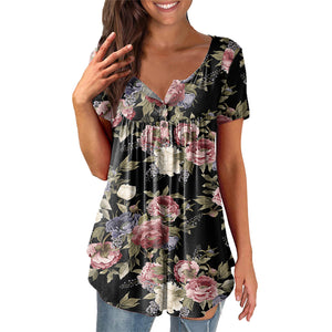 Colorful Printed Crinkled Short Sleeves